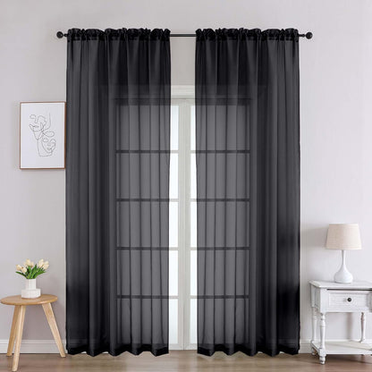 Chyhomenyc Sheer White Valances for Windows 2 Pack, Small Window Curtains for Living Room Bathroom Cafe Laundry Basement, Modern Top Dual Rod Pocket Voile Curtain, 42W x 14L inches, White - Colors B
