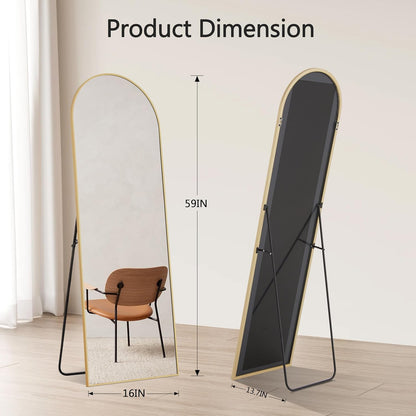Simple Deluxe Arched Full Length Mirror, 71"x26"Large Floor Mirrors, for Wall Door Bedroom Bathroom Living Room (Gold)