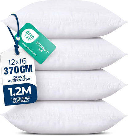 Utopia Bedding Throw Pillows (Set of 4, White) – 18 x 18 Inches Down Alternative Pillows for Bed, Sofa, and Couch - Fluffy Decorative Stuffer Pillow for Indoors & Outdoors