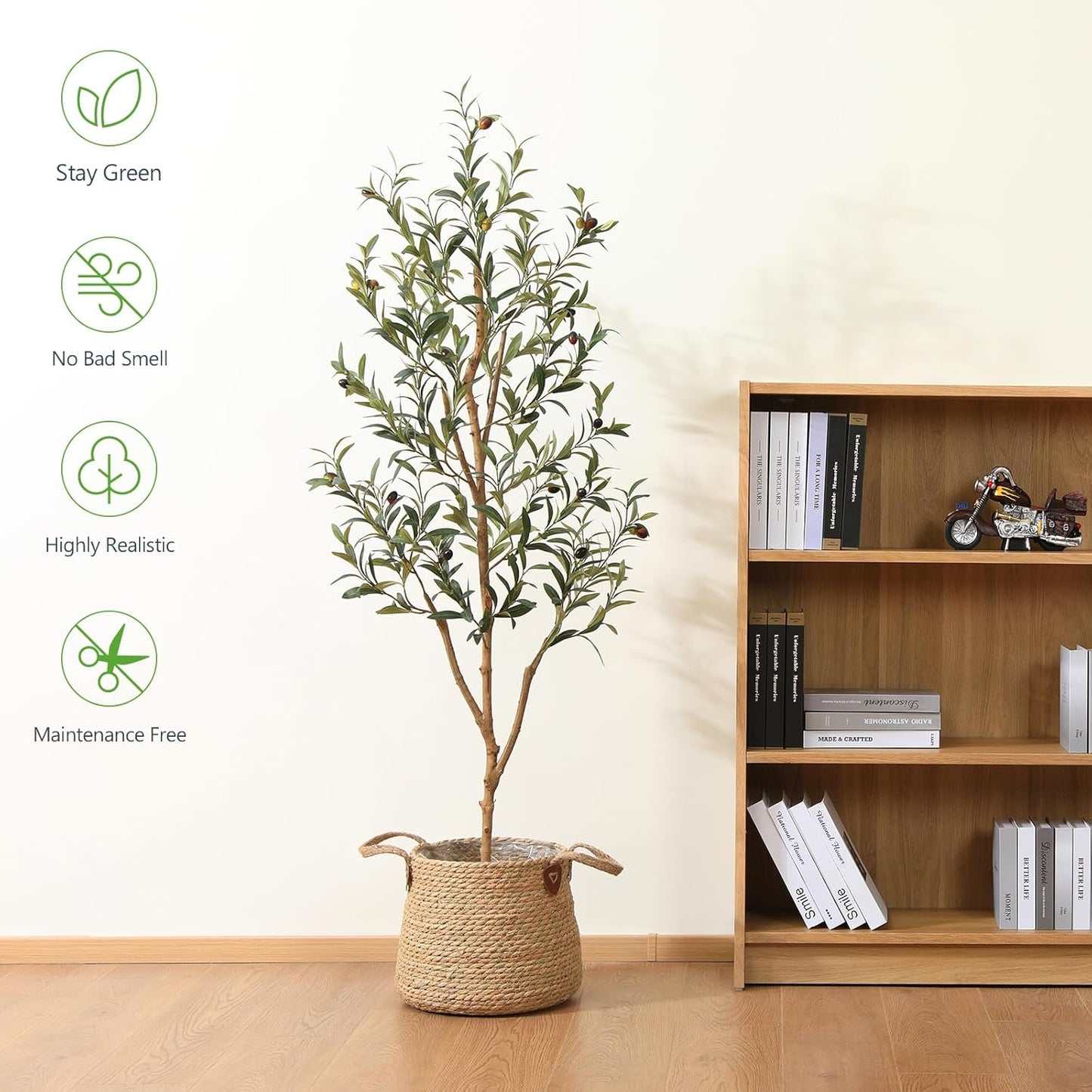 Kazeila Artificial Olive Tree 6FT Tall Faux Silk Plant for Home Office Decor Indoor Fake Potted Tree with Wood Branches and Fruits