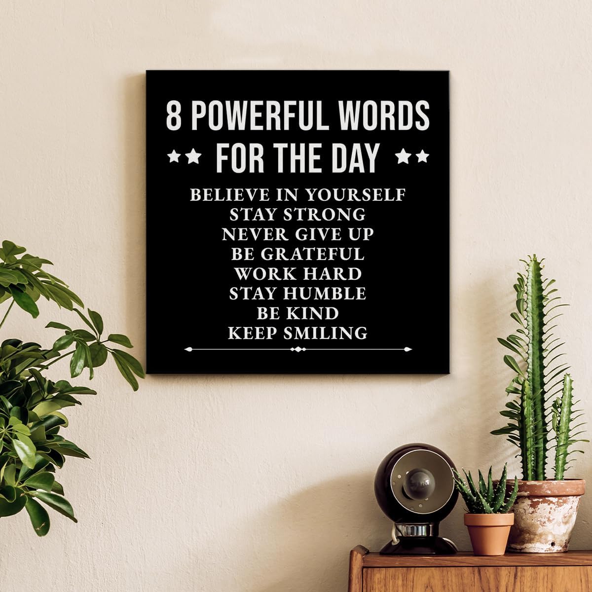 Inspirational Farmhouse Canvas Print Wall Art Decor One Small Positive Thought in the Morning Can Change Your Whole Day Sign Painting Plaque Rustic Home Decoration (8 X 8 Inches, Framed)