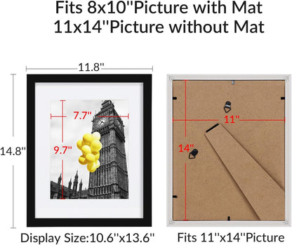 12x12 Picture Frame Set of 9, Display Pictures 8x8 with Mat or 12x12 without Mat, Multi Collage Gallery Square Photo Frames for Wall or Tabletop, Black