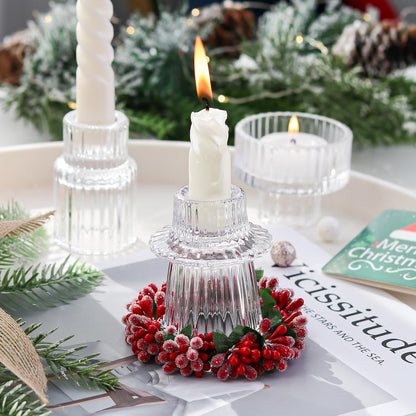 Brown Candlestick Holders 12PCS Ribbed Glass Taper Candle Holders Set for Tealight Candlestick Candles, Table Centerpieces for Thanksgiving Christmas Farmhouse Decor Indoor and Outdoor