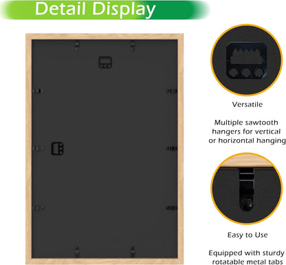 FrameWorks 11” x 14” Dark Oak Wooden Shadow Box Frame – Display Case with Soft Felt Back, Memory Box with Tempered Glass, Display Box with Elegant White Ball Push Pins, Wooden Flower Box
