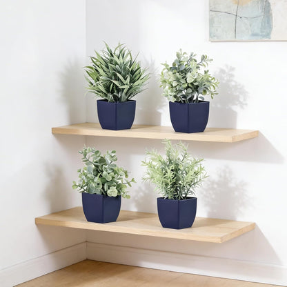4pcs Fake Small Plants, Artificial Greenery Potted Plant for Home Office Decor, Small Faux Gray Grass Eucalyptus for Bathroom Plants Decoration, Mini Plant Potted Table Shelf Decoration