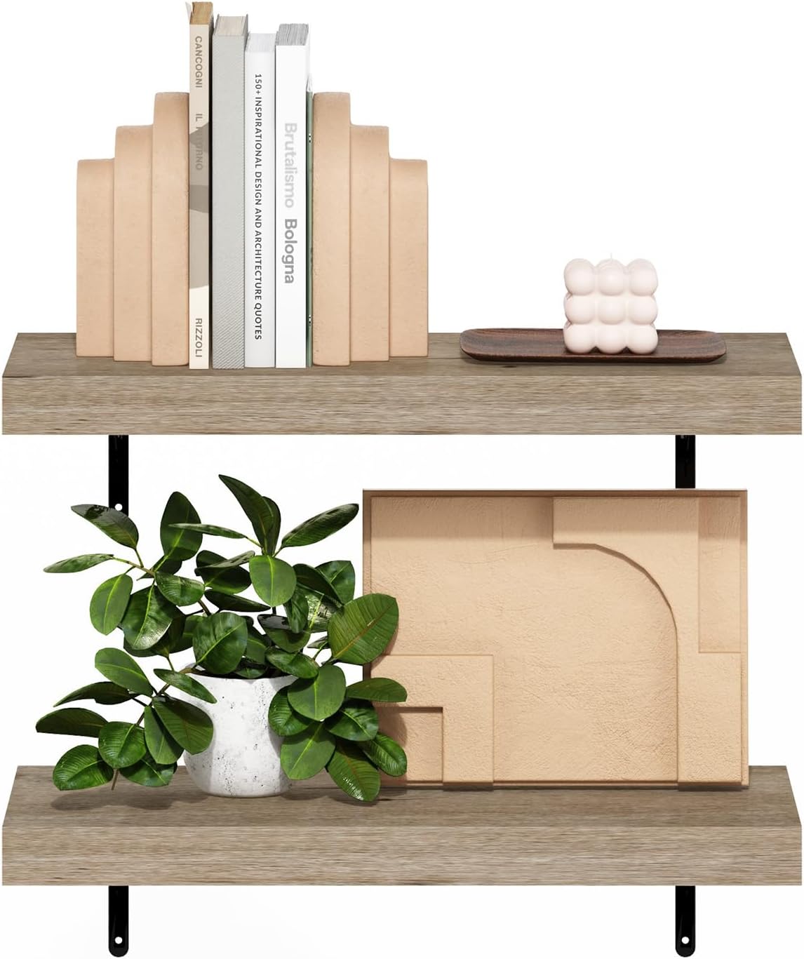 Furinno Rossi 5-Tier Wall Mount Floating Radial Corner Shelf, White