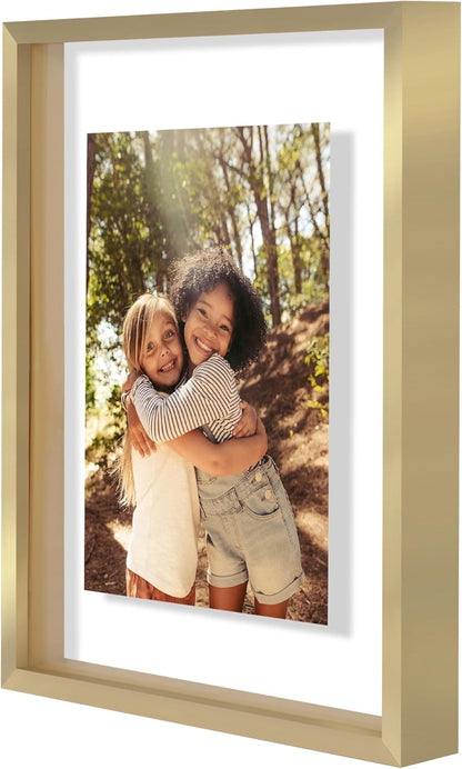 Americanflat Aluminum 11x14 Floating Picture Frame with Shatter-Resistant Glass - Use as 8x10 Picture Frame or Display 11x14 Photo - Signature Float Collection - Photo Frames for Wall Display - Black