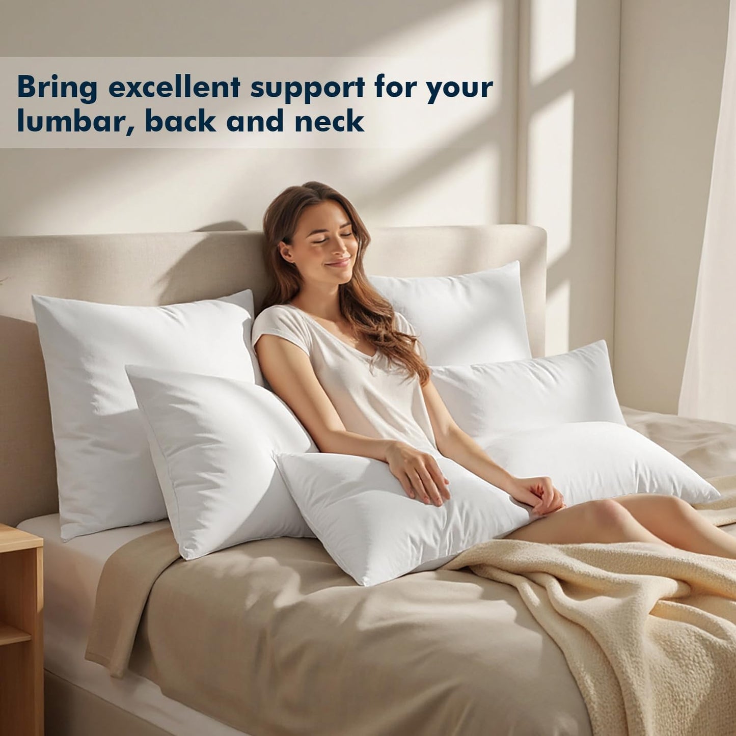 MIULEE Throw Pillows Inserts, Pack of 2 18x18 Inch 100% Virgin Fiber Filling Bed Couch Pillows