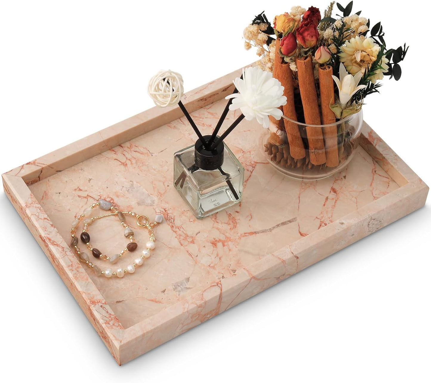 Marble Bathroom Tray,Pure Natural Vanity Tray,Marble Tray for Kitchen Counter Non-Ceramic/Non-Resin,Stone Trays 12 x 8 inch Cyan Green