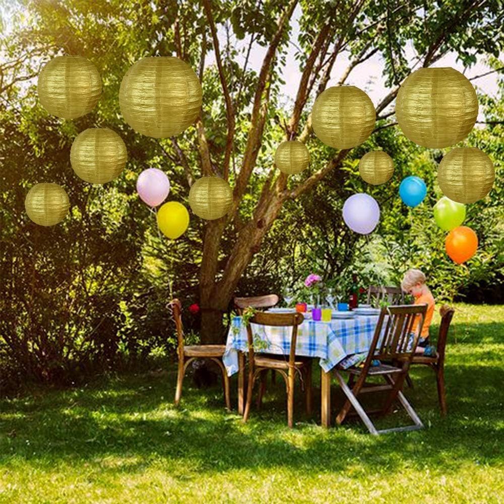 BEISHIDA 10Pcs White Paper Lanterns Decorative Chinese/Japanese Hanging Round Paper Lanterns Lamp for Birthday, Wedding, Christmas, Bridal, Home Decor, Party Decoration(Size of 4”, 6”, 8”, 10”)
