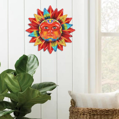 Large Metal Sun Wall Decor Outdoor, 27 Inch Sun and Moon Decor Metal Wall Art, 3D Sun Wall Decor for Patio Garden Yard Fence Bedroom Living Room Decoration