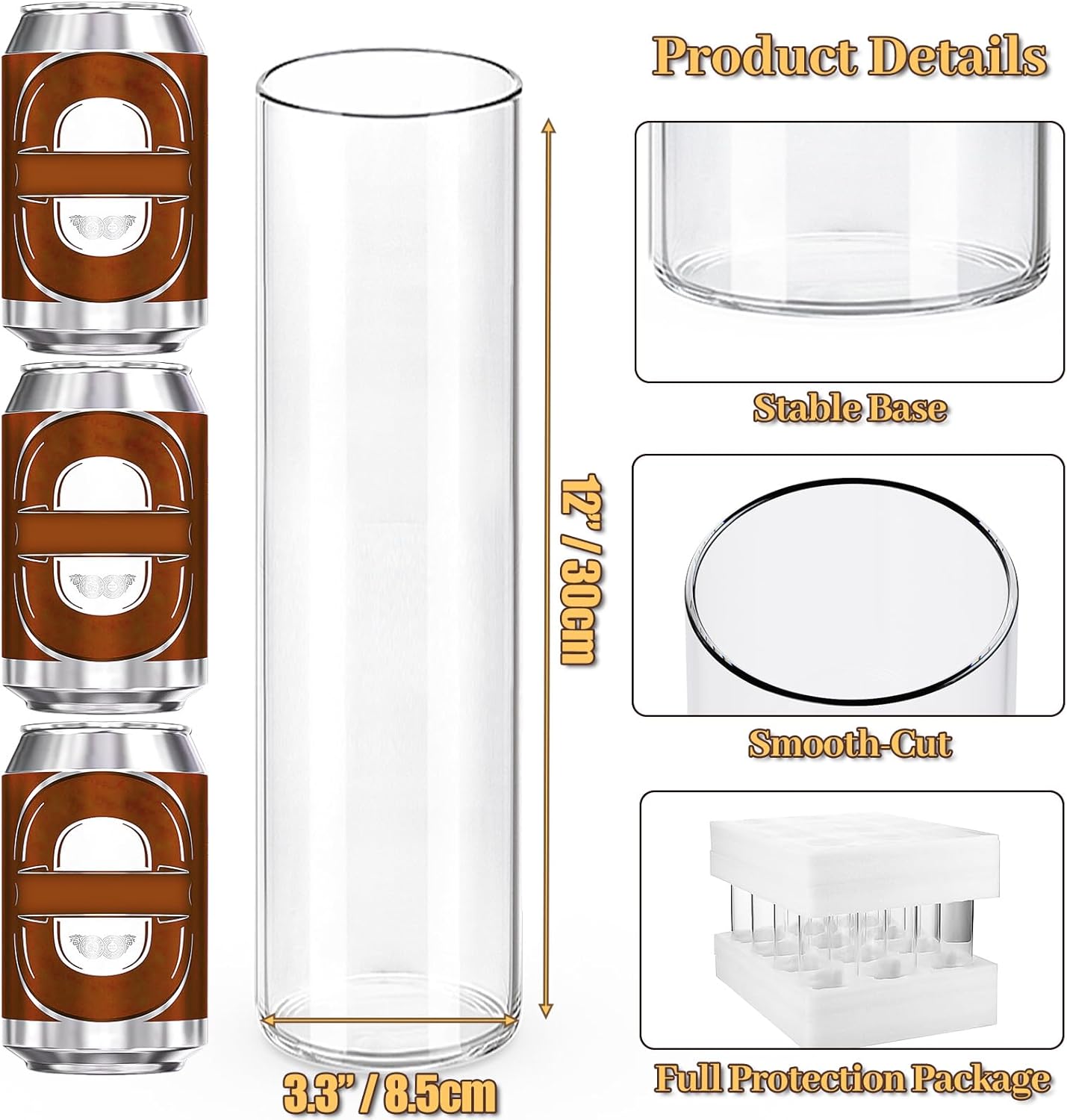 TBWIND 12pcs Glass Cylinder Vases for Centerpieces, 6 Inch Clear Flower Vases for Wedding Decorations and Indoor Home Decor, Hurricane Candle Holder for Table Shelf, Party