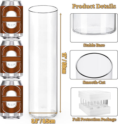 TBWIND 12pcs Glass Cylinder Vases for Centerpieces, 6 Inch Clear Flower Vases for Wedding Decorations and Indoor Home Decor, Hurricane Candle Holder for Table Shelf, Party