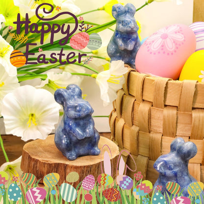 DUQGUHO Bunny Decor Easter Rabbit Decor Crystals Easter Gifts Decoration Bunny Statue Amethyst Crystals Figurines Bunny 1.5’’