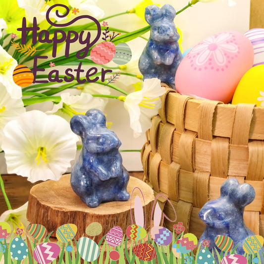 DUQGUHO Bunny Decor Easter Rabbit Decor Crystals Easter Gifts Decoration Bunny Statue Amethyst Crystals Figurines Bunny 1.5’’