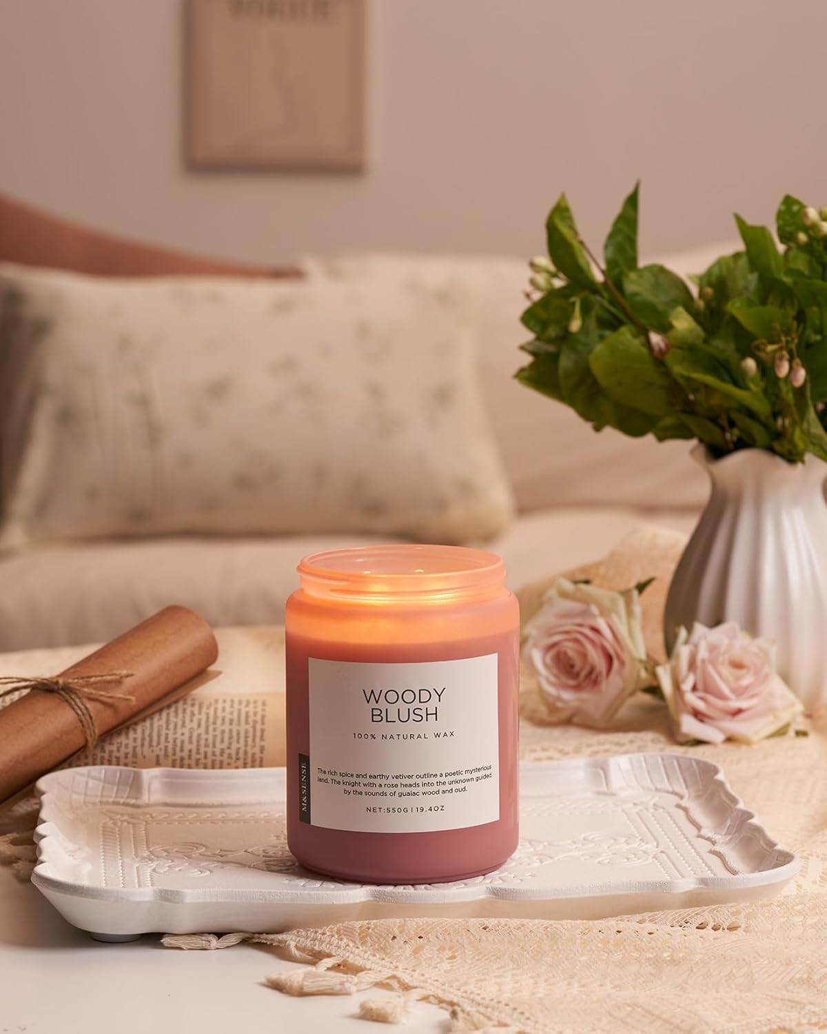 M&SENSE Eucalyptus & Mint Scented Jar Candle, Large 19.4oz Natural Soy Wax, 110-Hour Long Lasting Non-Toxic Clean Burning, Fresh Smelling Home Aromatherapy for Spa Stress Relief, Gifts for Men Women