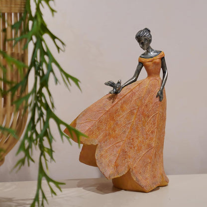 Guichifun Fairy Statue Collection Home Decoration - Leaf Angel Girls Resin Modern Table Decor for Living Room Office Sculpture Decor for Women Indoor Rustic Figurines Gift 5 x 3 x 7.5 Inch