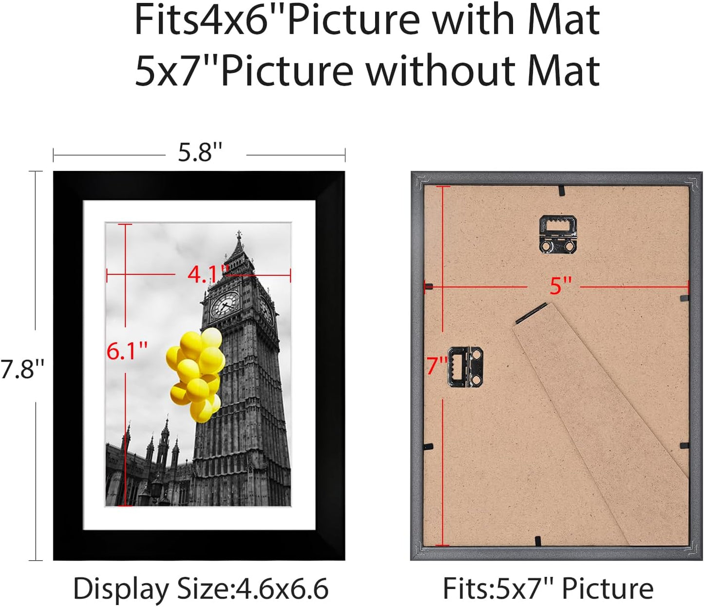 12x12 Picture Frame Set of 9, Display Pictures 8x8 with Mat or 12x12 without Mat, Multi Collage Gallery Square Photo Frames for Wall or Tabletop, Black