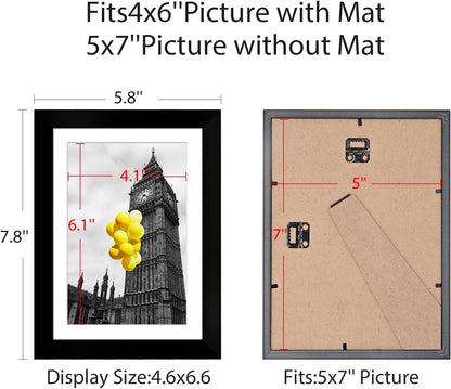 12x12 Picture Frame Set of 9, Display Pictures 8x8 with Mat or 12x12 without Mat, Multi Collage Gallery Square Photo Frames for Wall or Tabletop, Black