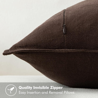 MIULEE Decorative Linen Euro Sham Pillow Covers 26x26 Cream White Boho Farmhouse Neutral Couch Throw Pillows for Bed Pack of 2 Accent Modern Pillowcase Sofa Livingroom Home Decor