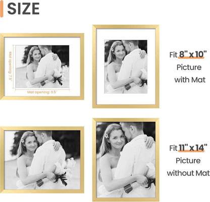 upsimples 8x10 Picture Frame, Display Pictures 5x7 with Mat or 8x10 Without Mat, Wall Hanging Photo Frame, Black, 1 Pack - Colors A