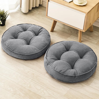 1 MIDDLE ONE Floor Pillow Set of 2, Memory Foam Floor Cushions for Adults, Large Meditation Pillow for Sitting, 22 x 22 Inches (Square | Grey)