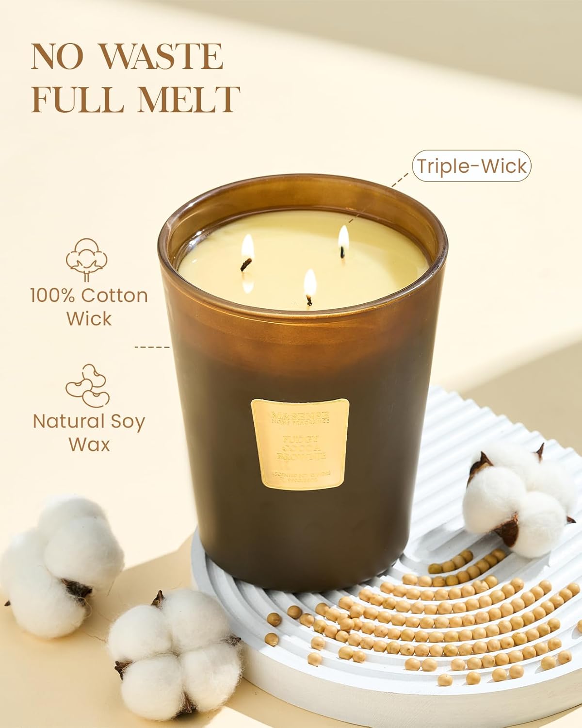 M&SENSE Jasmine Candles Highly Scented 3 Wick 35oz 150 Hours Burn Extra Large Jar Candles for Women, Natural Soy Wax Aromatherapy Candle for Stress Relief, Meditation, Yoga, Spa - Colors A