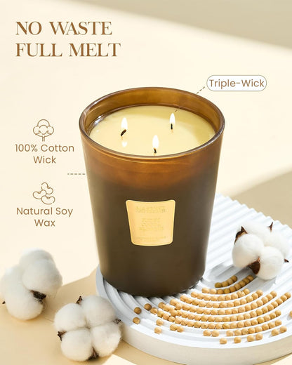 M&SENSE Jasmine Candles Highly Scented 3 Wick 35oz 150 Hours Burn Extra Large Jar Candles for Women, Natural Soy Wax Aromatherapy Candle for Stress Relief, Meditation, Yoga, Spa - Colors A