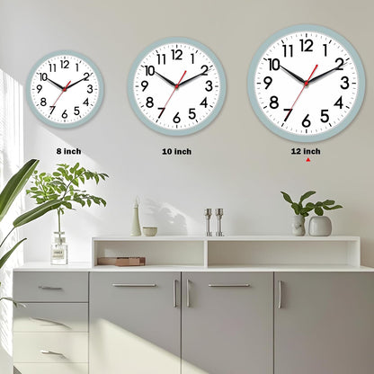 AKCISOT Wall Clock, Modern Small Wall Clocks Battery Operated 8 Inch, Silent Non-Ticking Analog Classic for Office, Home, Bathroom, Kitchen, Bedroom, School(Black)