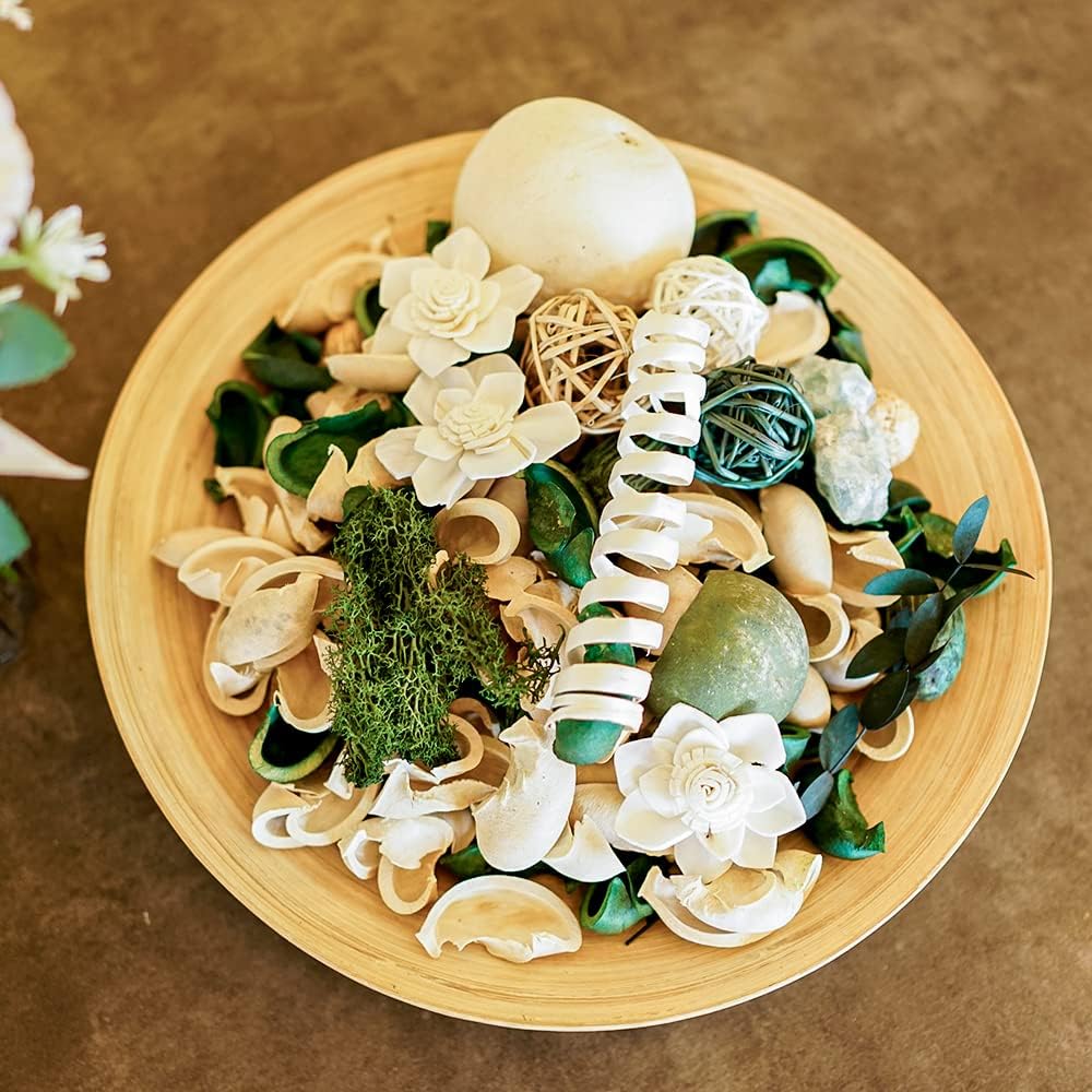 White Potpourri Bags,Pine Scented Potpourri Bowl Filler,Vase Filler,Decorative Dried Flowers, Home Fragrance Popery,Bathroom Decor, Crystal(20 oz)