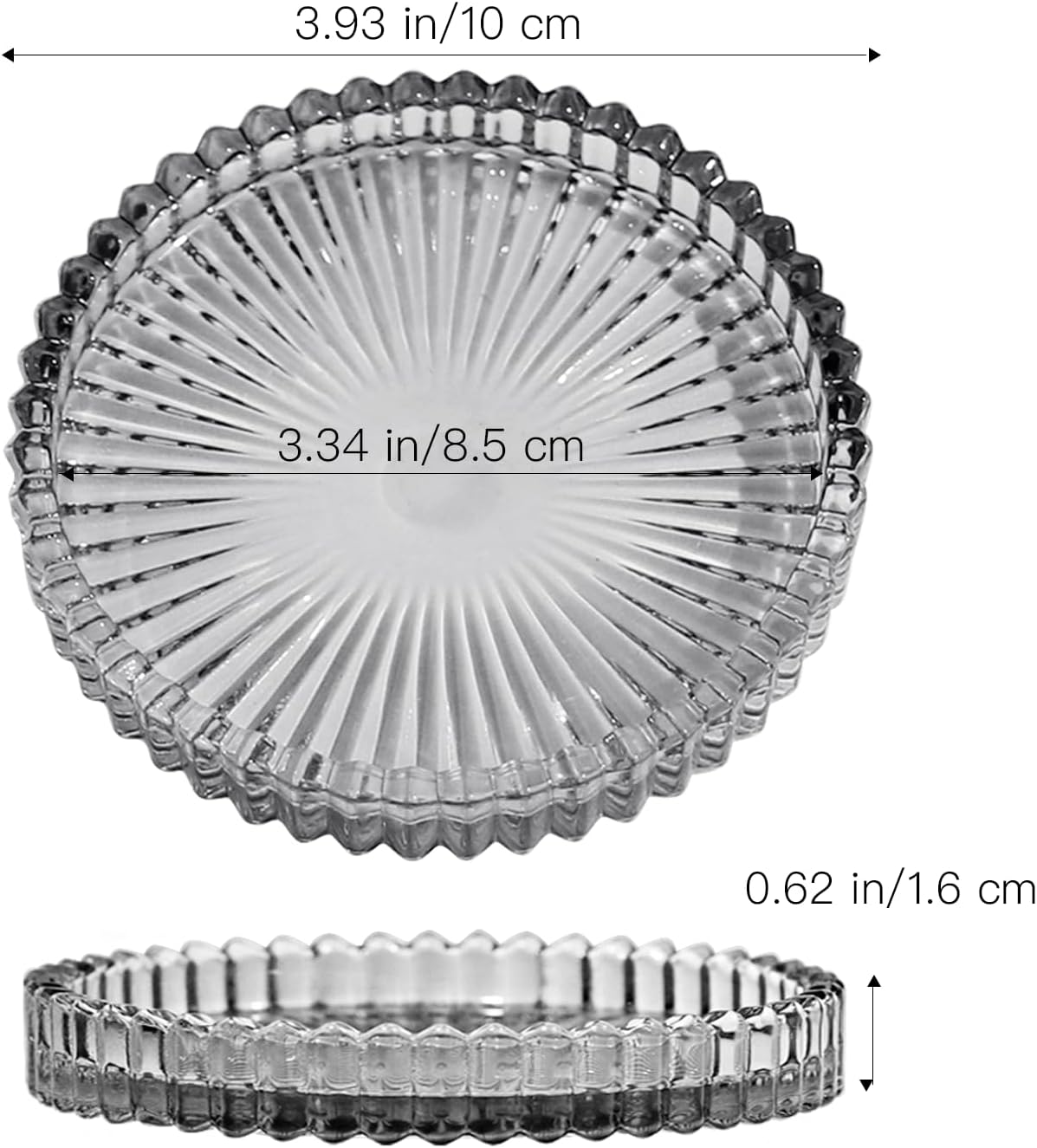 Vixdonos 3.8 Inch Glass Pillar Candle Holder Set Pack 2 Gear Round Plate Serrated Candle Stand for Table Centerpieces,Party, Wedding and Home Decor