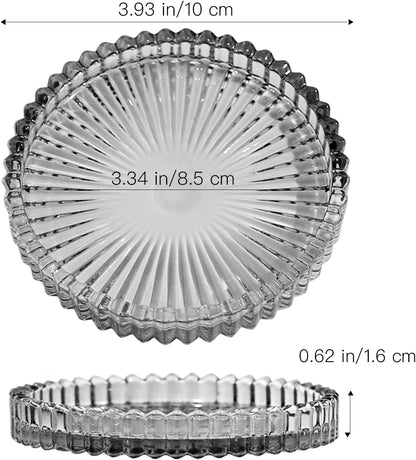 Vixdonos 3.8 Inch Glass Pillar Candle Holder Set Pack 2 Gear Round Plate Serrated Candle Stand for Table Centerpieces,Party, Wedding and Home Decor