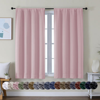 Simplebrand Ava Sage Green Blackout Curtains for Bedroom 63 Inch Length 2 Panels Set, Solid Thermal Insulated Energy Saving Rod Pocket Window Treatment Curtains Blackout Drapes, W40 x L63 Inch, Sage - Colors A
