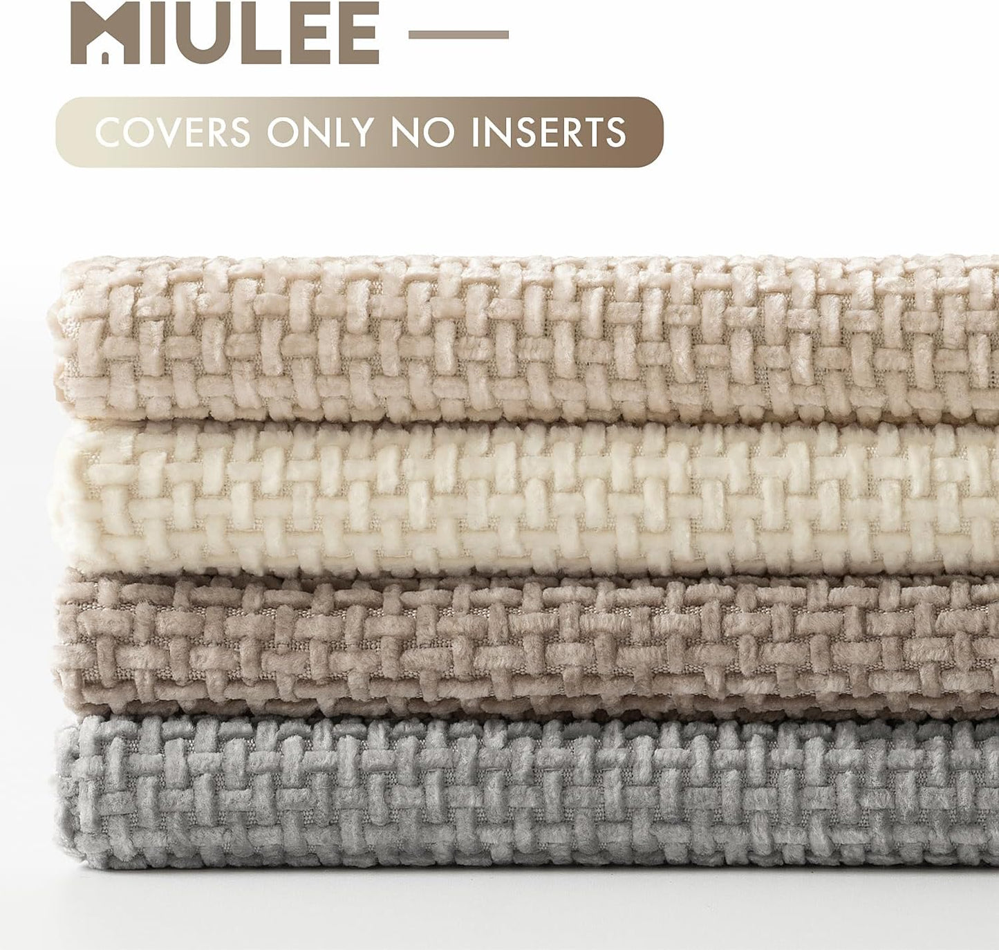 MIULEE Pack of 4 Couch Throw Pillow Covers 18x18 Inch Neutral Soft Decorative Chenille Pillow Covers Farmhouse Boho Cushion Covers for Mid Century Modern Spring Home Decor Sofa Bedroom Living Room