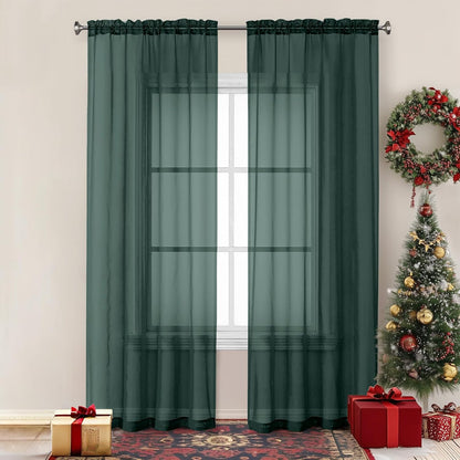 Chyhomenyc Sheer White Valances for Windows 2 Pack, Small Window Curtains for Living Room Bathroom Cafe Laundry Basement, Modern Top Dual Rod Pocket Voile Curtain, 42W x 14L inches, White - Colors B