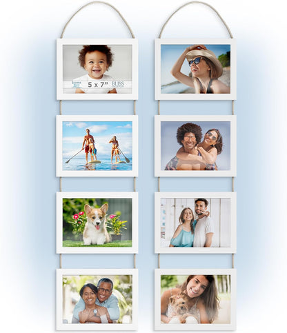Icona Bay - 4x6 Wall Hanging Picture Frames Collage with 8 Openings - Distressed White, 2 Pack - Casual Style Engineered Wood Frames - Wall Mount Only - Bliss Collection