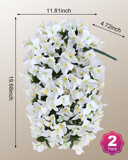 Artificial Flowers for Outdoors – 2 Bundles of UV-Resistant Artificial Bougainvillea, Realistic Silk Flowers for Front Porch, Patio, Garden, Window Boxes & Hanging Baskets (Hot Pink, 2)