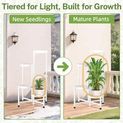 iDavosic.ly Plant Stand Indoor Outdoor, 5 Tier Corner Metal Flower Display Holder Shelf, Folding Tall Orchid Rack for Patio Balcony Porch Garden Living Room House, Black