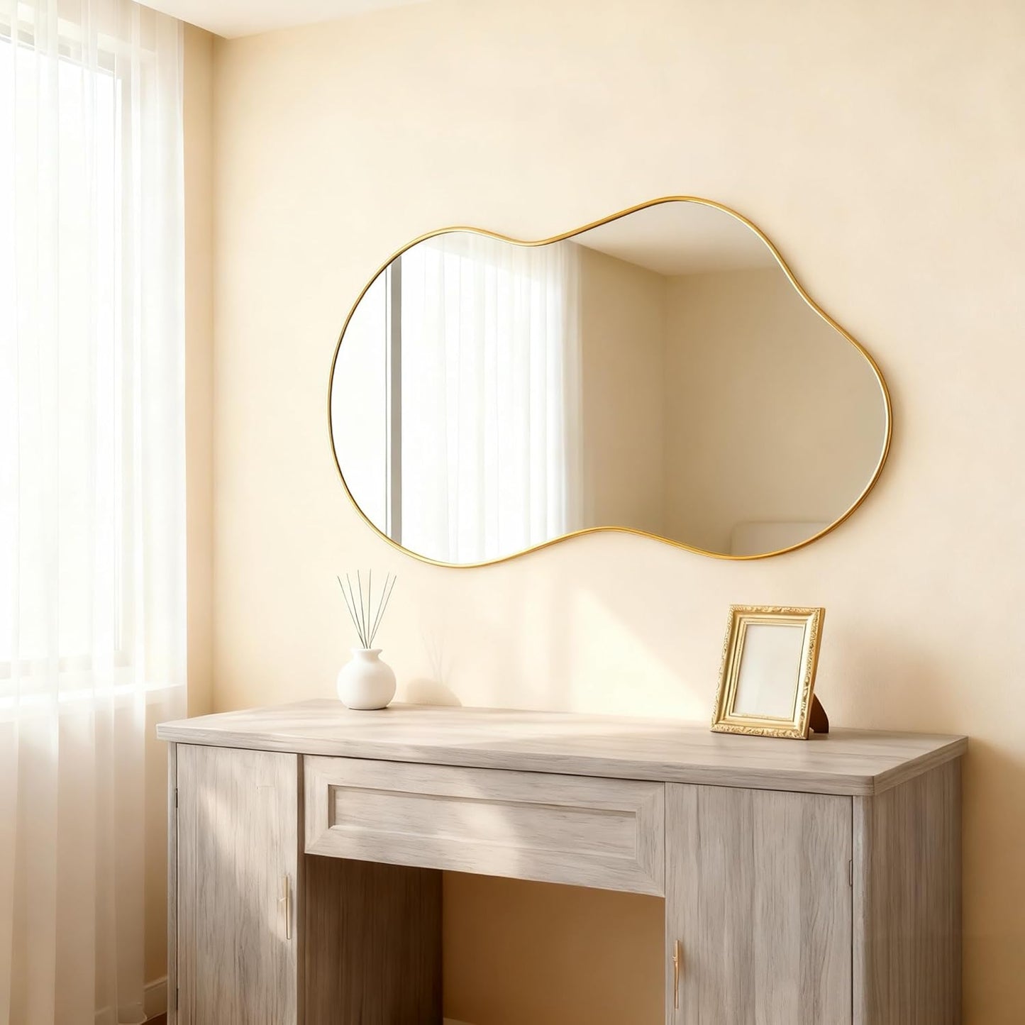 Itrue 12 Inch Small Round Decorative Wall Mirror, HD Silver-Coated Glass with Brushed Black Metal Frame, Minimalist Modern Accent Mirror for Vanity, Narrow Walls, Bathroom, Bedroom & Entryway