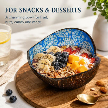 Coconut Bowls Decorative Candy Dish - Heart Acai Bowl, Natural Wooden Candy Dish, Key Bowl Holder for Entryway Table, Yogurt Smoothie Nuts Dessert Container, Rice Fruits Dry Snack Storage Shell Bowls