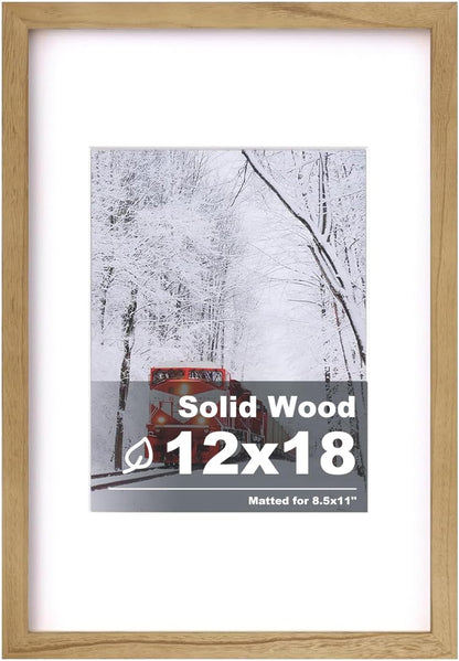 Egofine 12x16 Picture Frame Black, Covered by Plexiglass Made of Solid Wood, Display Pictures 9x12 and 11x14 with Mat or 12x16 Without Mat, for Wall Mounting Photo Frame - Colors A