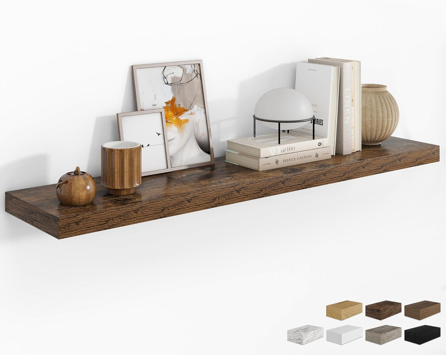 RICHFOCUS 72Inch Floating Shelves for Wall 2 Pack Shelves for Bedroom|Kitchen|Bathroom Wall Mounted Rustic Wood Floating Shelf with Invisible Brackets for Books|Storage|Decor, Rustic Brown
