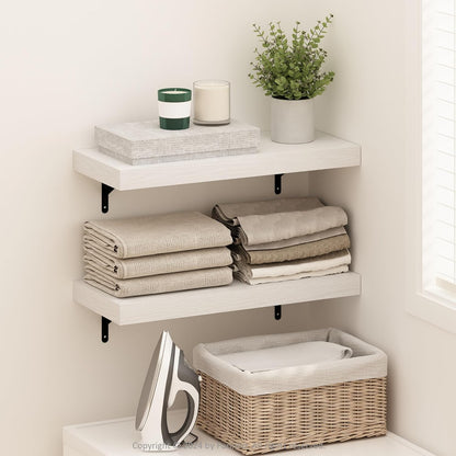 Furinno Rossi 5-Tier Wall Mount Floating Radial Corner Shelf, White