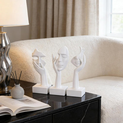 3 Pcs Thinker Small Statue Set - Black Gold Home Decor Abstract Art Figurines for Shelves, Living Room Coffee Table, Office Desktop (3 Pcs Gold, 6")