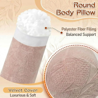 1 MIDDLE ONE Body Pillow for Adults, Bolster Pillow with Removable Velvet Cover, Long Round Cervical Roll Pillow, 47 x 7.87 Inches, Grey