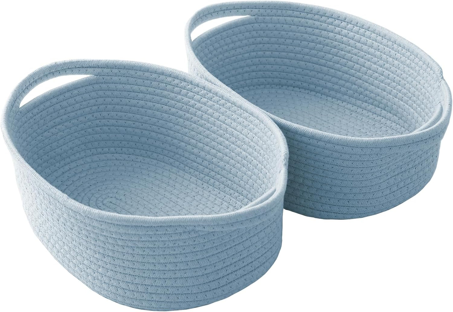 JMvicyroam Woven Basket,Small Rope Storage Bin with Handles & Ribbon Bag, Organizer for Shelves Closets,Gift Basket Empty for Birthday,Books,Dog Toys,White