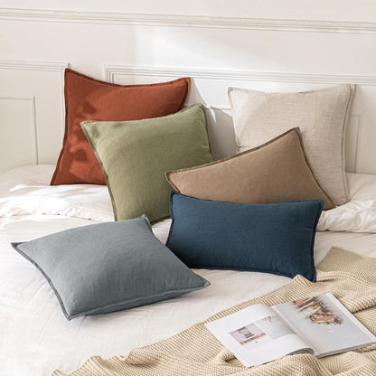 MIULEE Decorative Linen Euro Sham Pillow Covers 26x26 Cream White Boho Farmhouse Neutral Couch Throw Pillows for Bed Pack of 2 Accent Modern Pillowcase Sofa Livingroom Home Decor