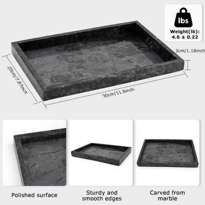 Marble Bathroom Tray,Pure Natural Vanity Tray,Marble Tray for Kitchen Counter Non-Ceramic/Non-Resin,Stone Trays 12 x 8 inch Cyan Green