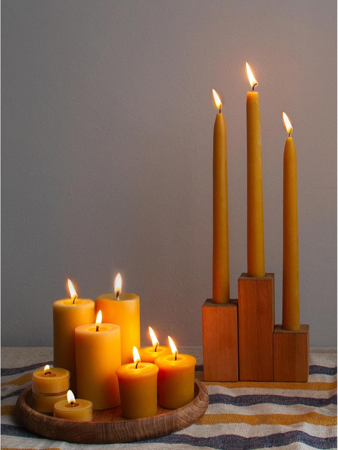 CANDWAX 3x4 inch Pillar Candles Set of 3 – Unscented Dripless Rustic Dark Blue Candles for Room Decor, Weddings, Centerpieces