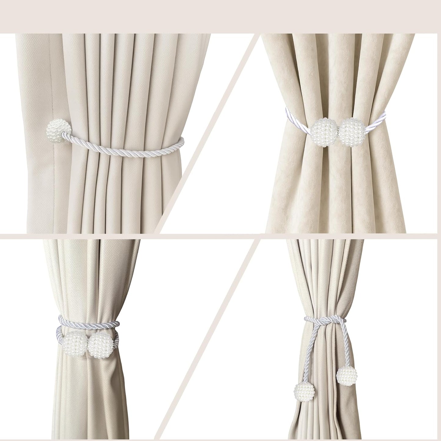 Hion Magnetic Curtain Tiebacks Black 2pcs, Curtain Tiebacks Buckles Holdbacks Holders Hooks Clip for Home Outdoor Bedroom Office Decorative Curtain
